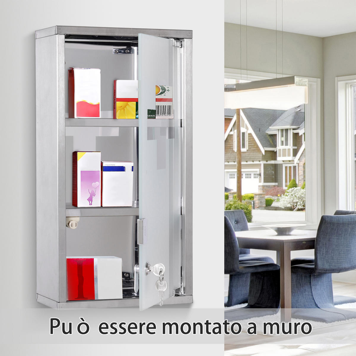 MEDIZINSCHRANK Silber 1 Stück - Silberfarben, Kunststoff (25/48/12cm) - GiPP