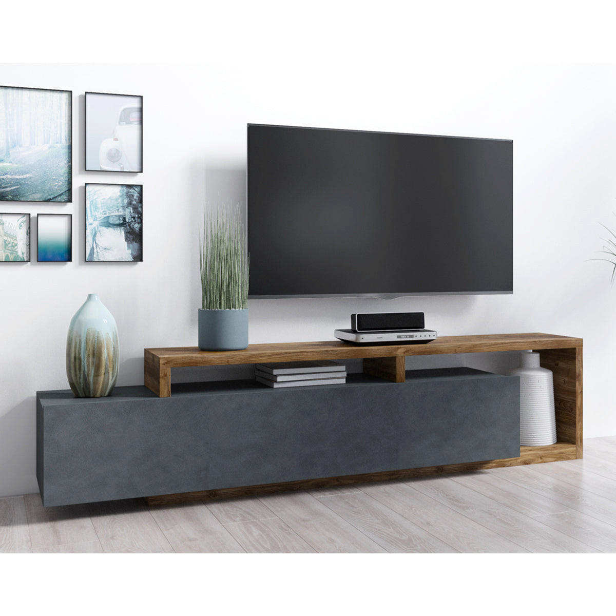 TV OMARICA Ilyes Siva in les - siva, leseni material (219/25/45cm) - Petits-meubles