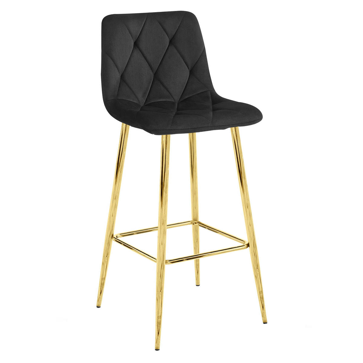 BARHOCKER 2-er Set KODA schwarzer Sitz, Goldbasis - Goldfarben/Schwarz, Metall (43.5/104/32.5cm) - Valora