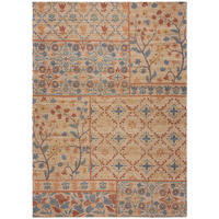 TEPPICH Jute Boho Patchwork, Wohnzimmer Natur-Blau Rechteckig 160x230 - Beige, Textil (160/230cm) - KADIMA DESIGN