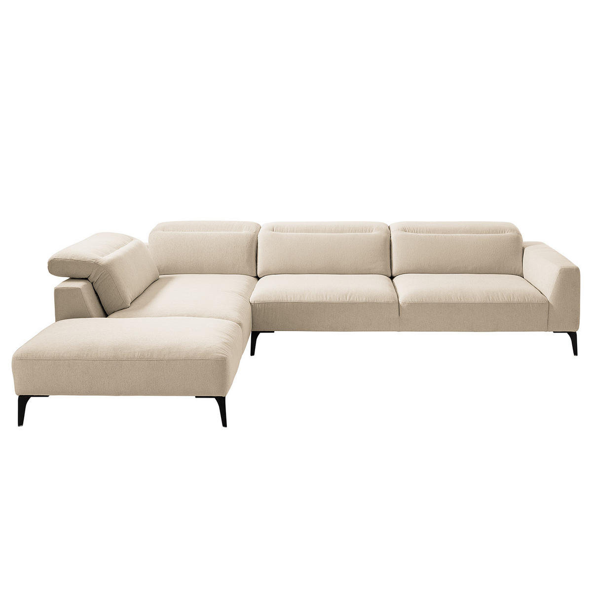 ECKSOFA mit Ottomane - Beige/Schwarz, Textil/Metall (325/238cm) - home24