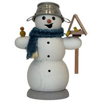 RAUCHFIGUR Schneemann Vogelhaus und Vogel 13 cm - Multicolor, Holz (6/13/10cm)