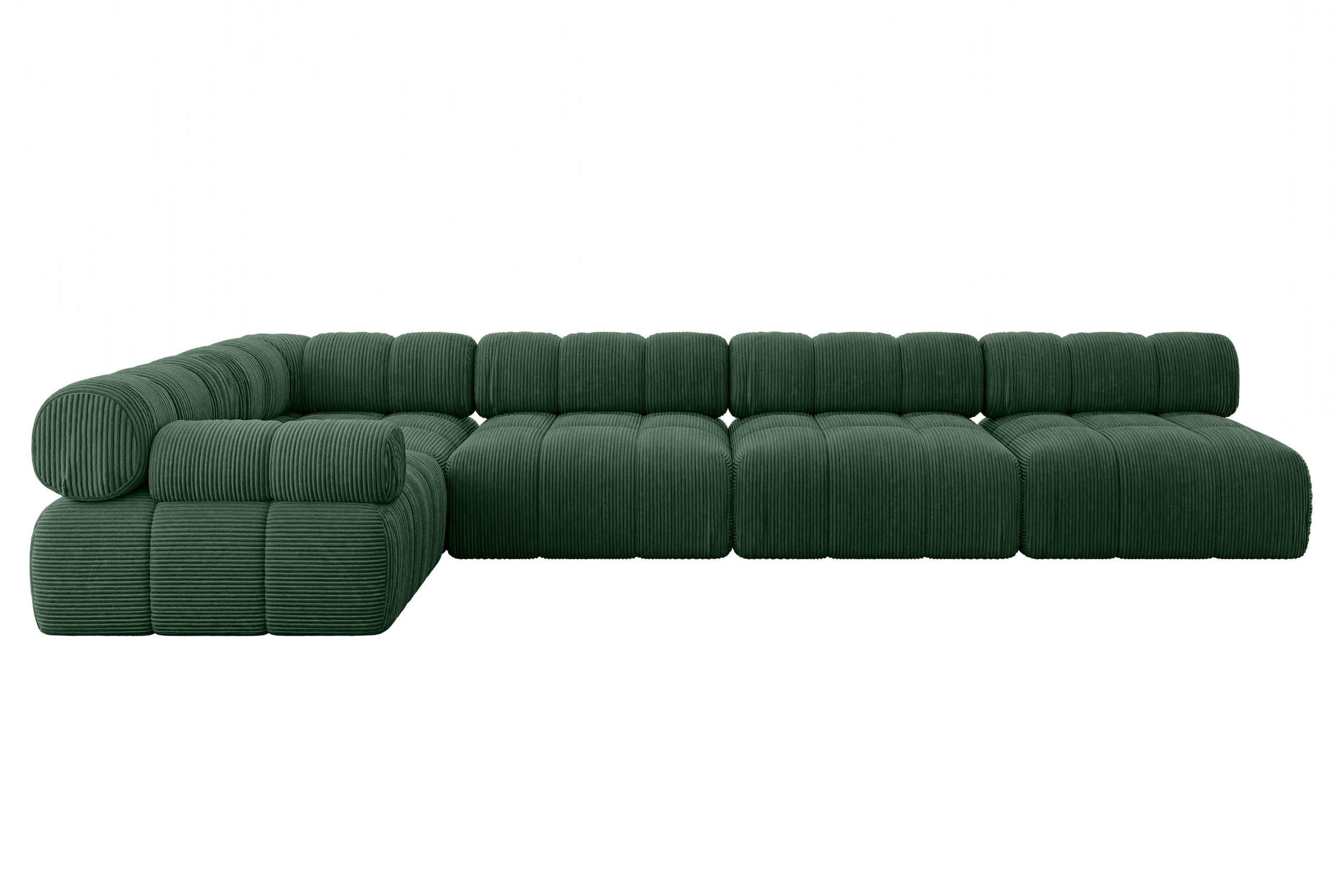 ECKSOFA modulares Sofa Mende-L3 - 380x190x70 cm Grün Cord - Grün, Holzwerkstoff/Textil (380/190cm) - ALTDECOR