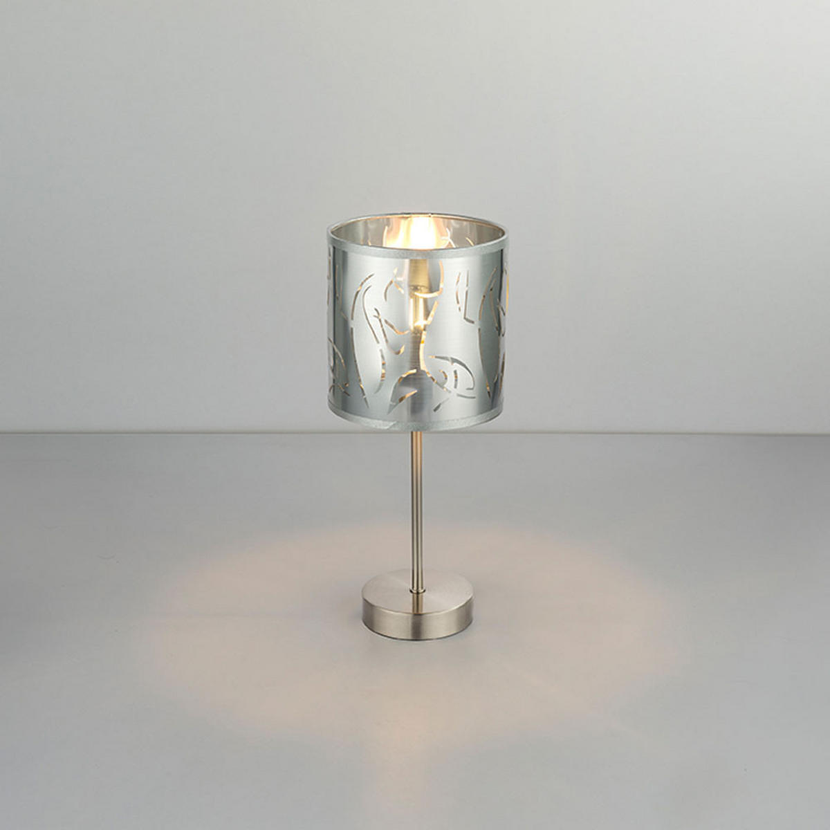 LED TISCHLEUCHTE Silber matt mit Dekorstanzungen - Silberfarben, Metall (15/15/35cm)