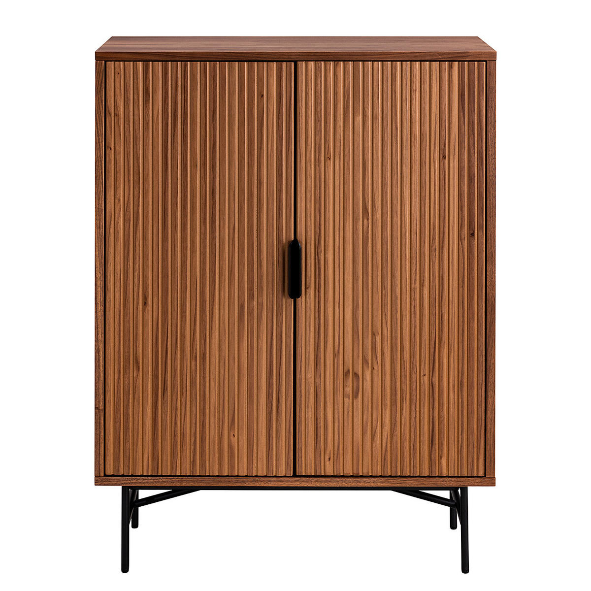 KOMMODE - MDF / Metall - Walnussfarben/Schwarz, Holzwerkstoff/Metall (80/110/40cm) - home24