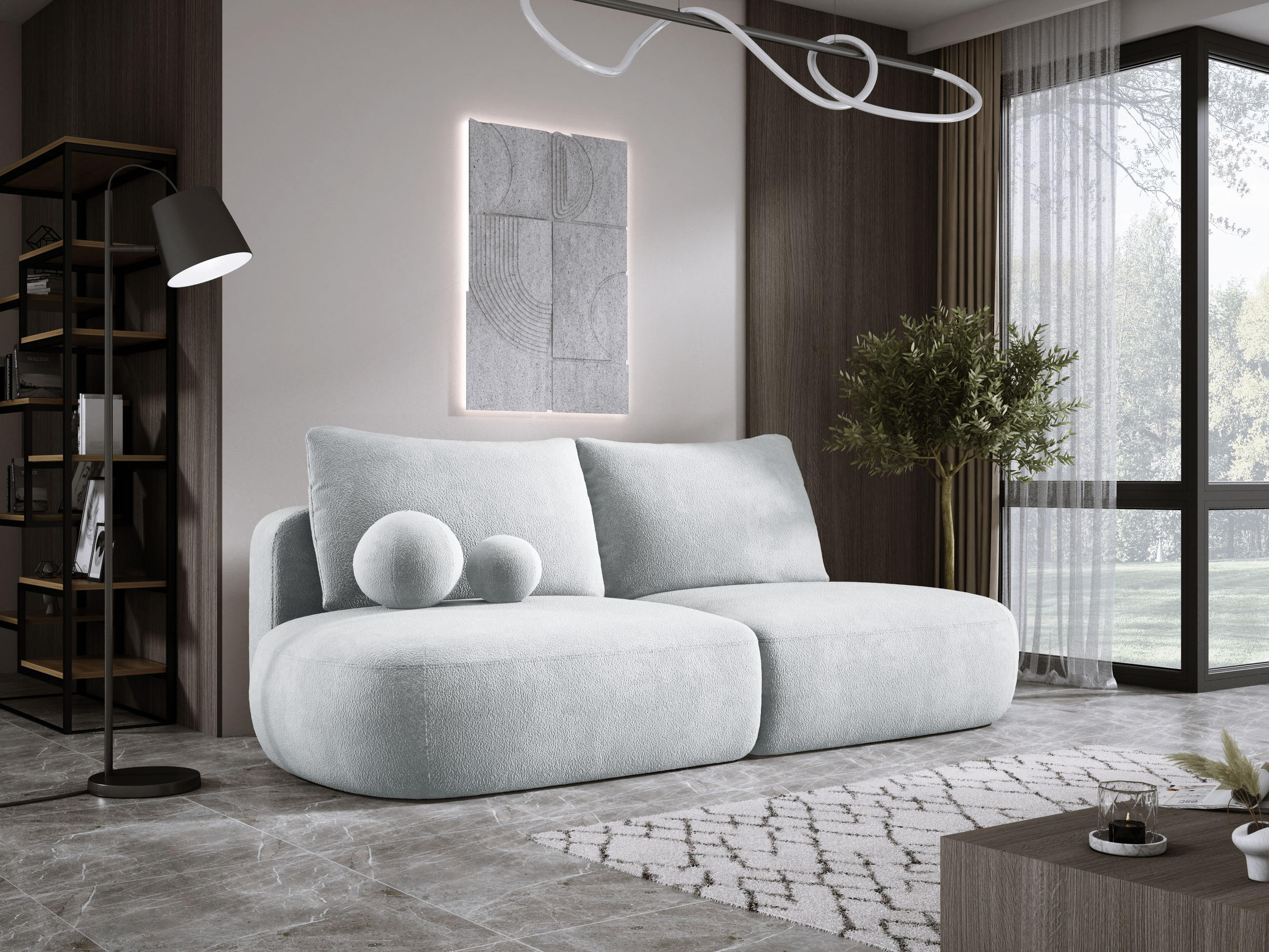 SCHLAFSOFA Moderne BABU mit Schlaffunktion – 3-Sitzer Sofa mit Bettkasten, DL-Automat, 2 Rückenkissen, 2 Zierkissen, 240x90x90 cm, Silber - Silberfarben, Holz/Textil (240/90/90cm) - DomoHome