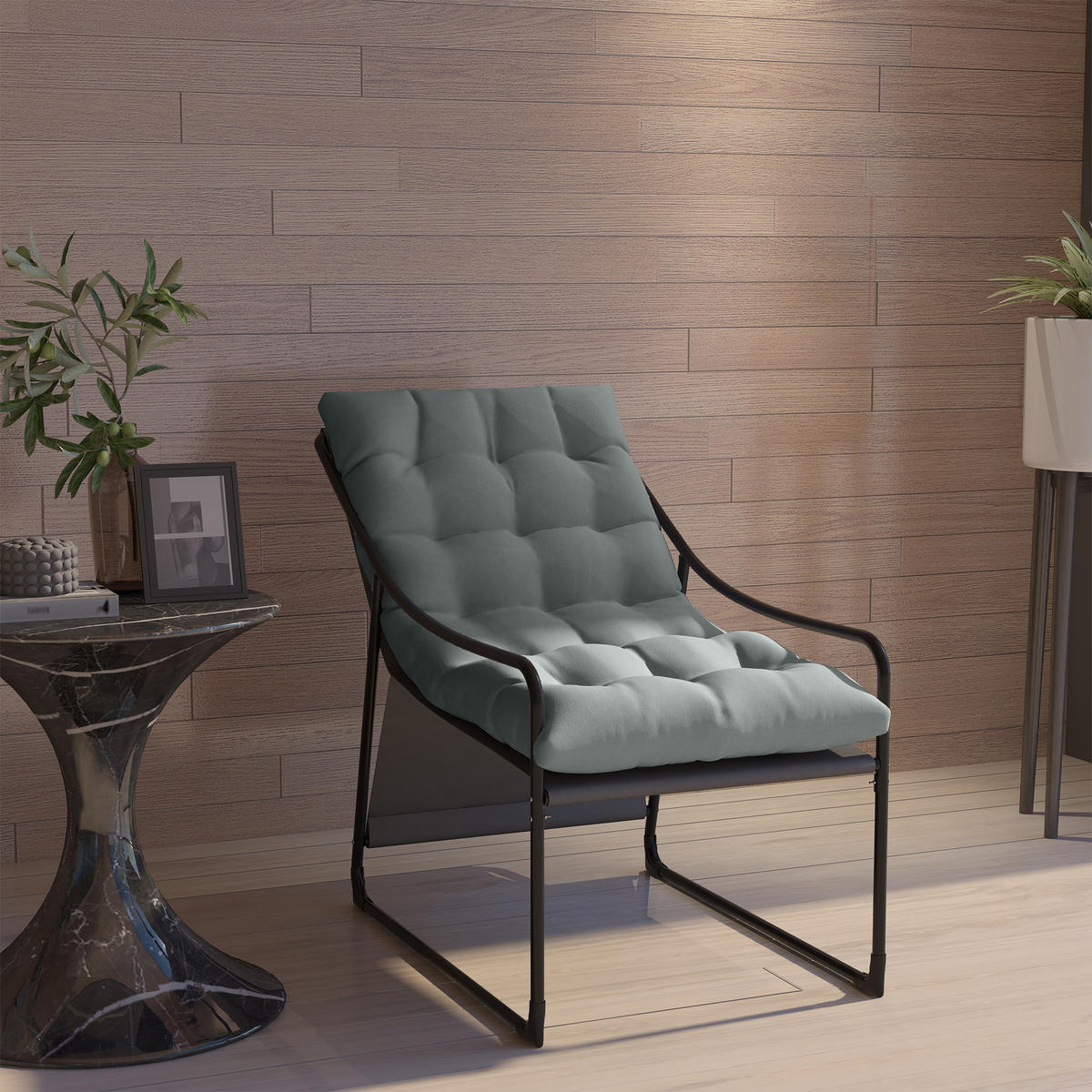 LOUNGESESSEL DE-09798 Grau/Schwarz - Grau, Metall (110/88/62cm) - ComfortXL