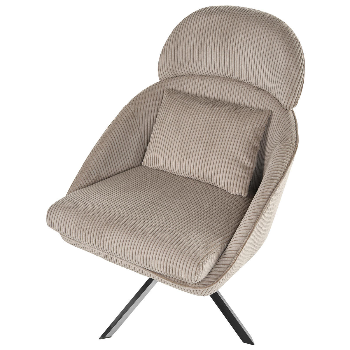 DREHSESSEL Cord Taupe Storvorde - Taupe, Textil/Metall (63/98/81cm) - Beliani