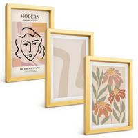 BILDER SET 3er Set - 20x30 cm Goldrahmen - Moderne abstrakte Frau - Goldfarben, Kunststoff (20/30cm) - TULUP