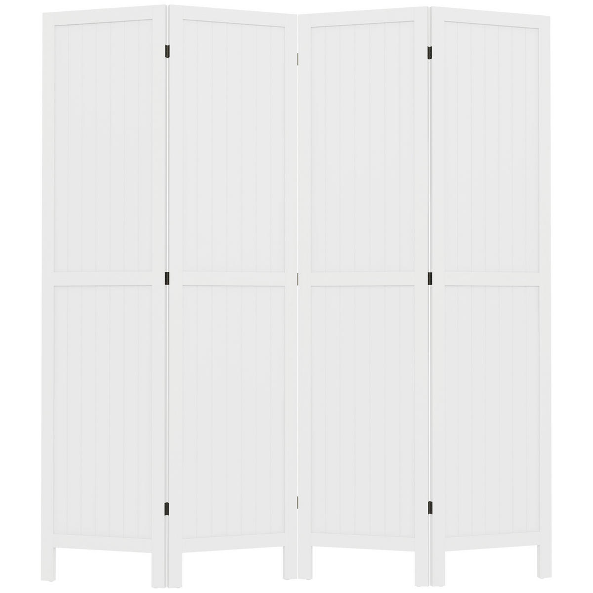 PARAVENT DE-14252 4-teilig, klappbar, 160x170 cm Weiß - Weiß, Holz (160/170/1.8cm) - ComfortXL