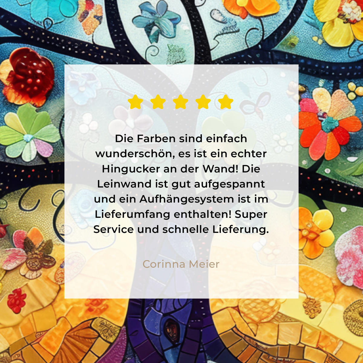 LEINWANDBILD Kunst - Baum des Lebens - Blumen - Hippie Wandbilder 80x60 cm - Dunkelblau, Textil (80/60cm) - MuchoWow