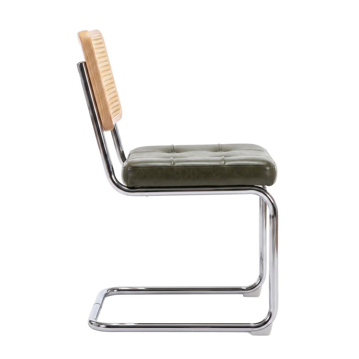 JÍDELNÍ ŽIDLE sada 2 ks zelené z umělé kůže, ratanu a chromu - zelená barva, kůže (53/84.6/46.4cm) - Urban Meuble