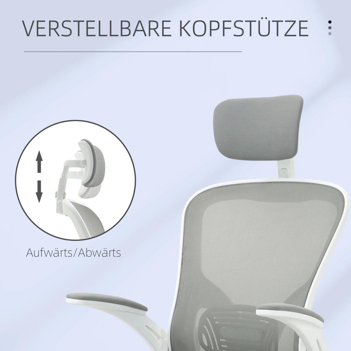 DREHSTUHL 65/64/114-122 cm grau aus Kunststoff mit Kopfstütze - Grau, Kunststoff (64/122/65cm) - OKWISH