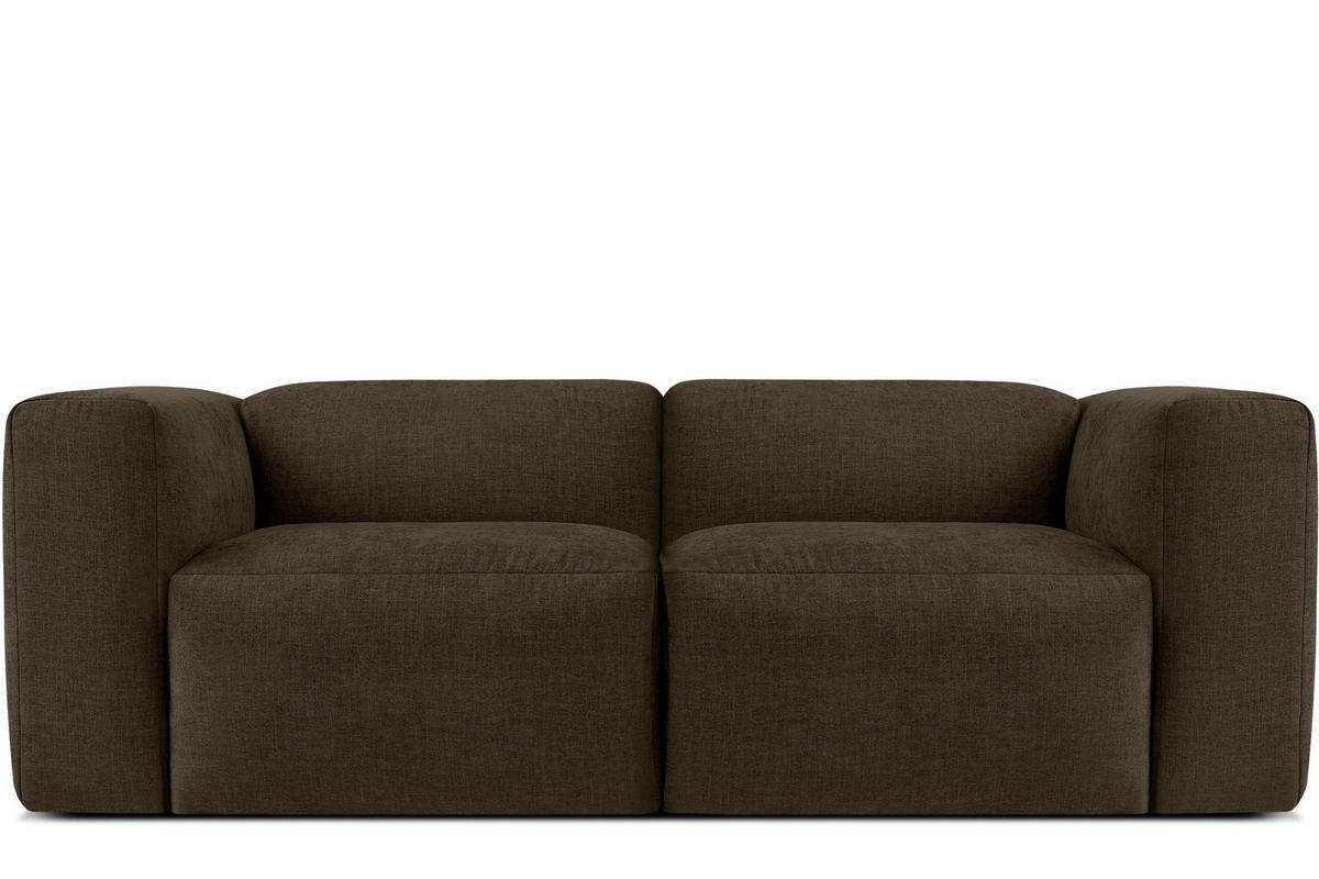 2-SITZER-MODULSOFA BUFFO mit extrem weicher und bequemer Sitzfläche, Gewebestoff, braun - Braun, Textil (210/73/96cm) - KONSIMO®