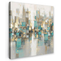 LEINWANDBILD Abstrakt - Blöcke - Gold - Skyline Deko Groß 90x90 cm - Beige, Textil (90/90cm) - MuchoWow