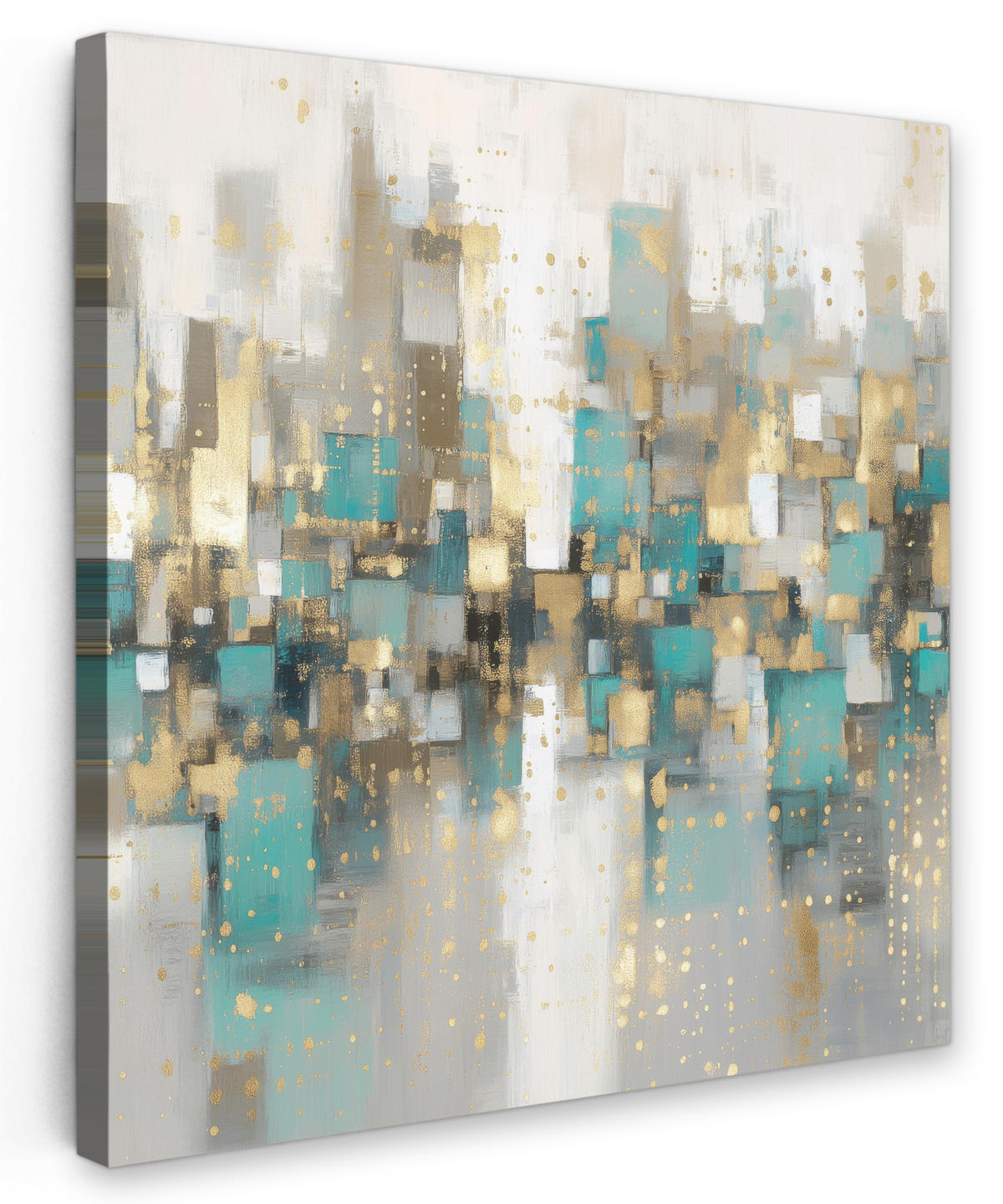 LEINWANDBILD Abstrakt - Blöcke - Gold - Skyline Deko Groß 90x90 cm - Beige, Textil (90/90cm) - MuchoWow