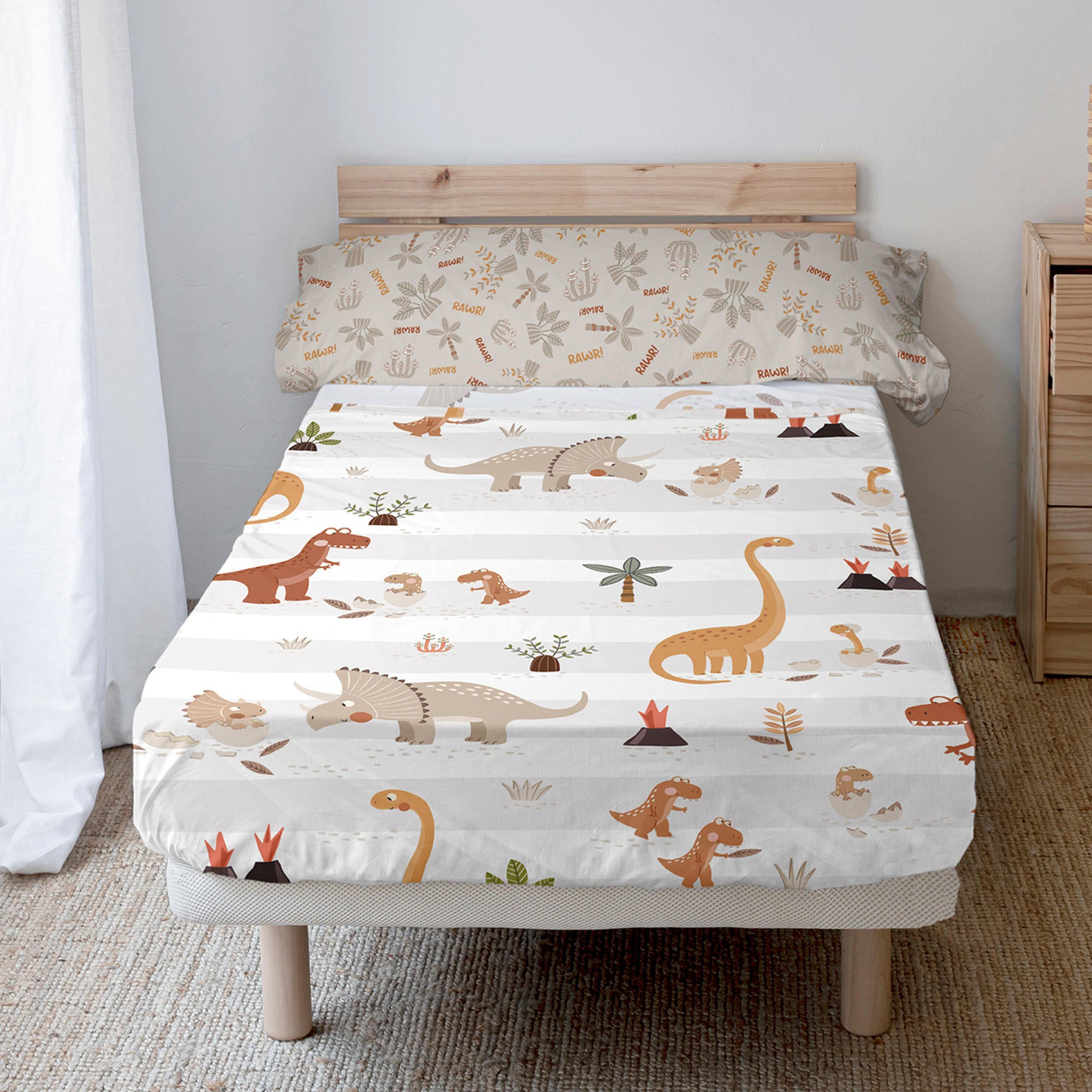 BETTWÄSCHE 2er-Set teiliges dino family 160x270 cm mehrfarbig - Multicolor, Textil (160/270cm) - Happy Friday