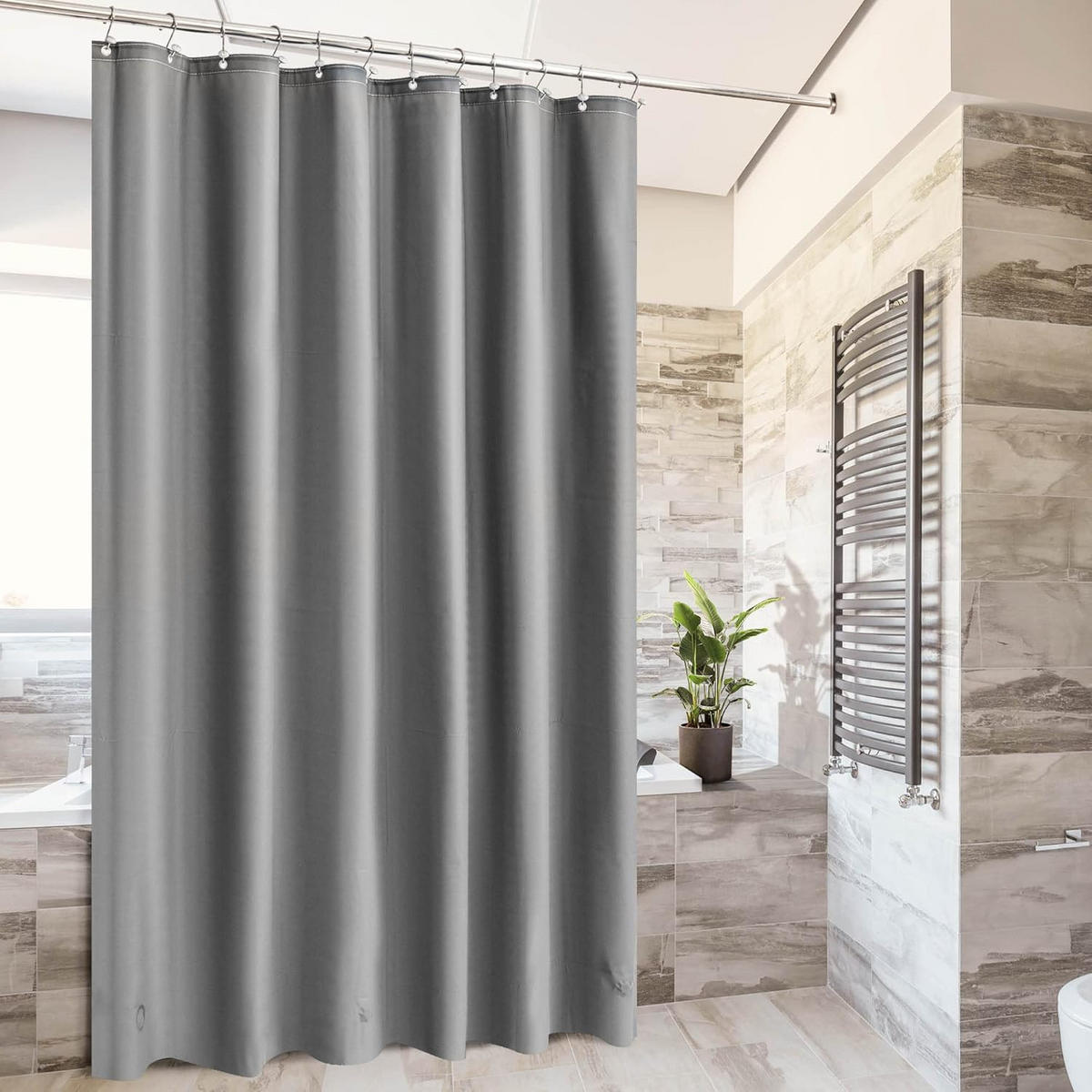 DUSCHVORHANG Grau PEVA hochwertig leicht Grau 200 cm - Grau, Kunststoff (180/200cm) - MCBOSON