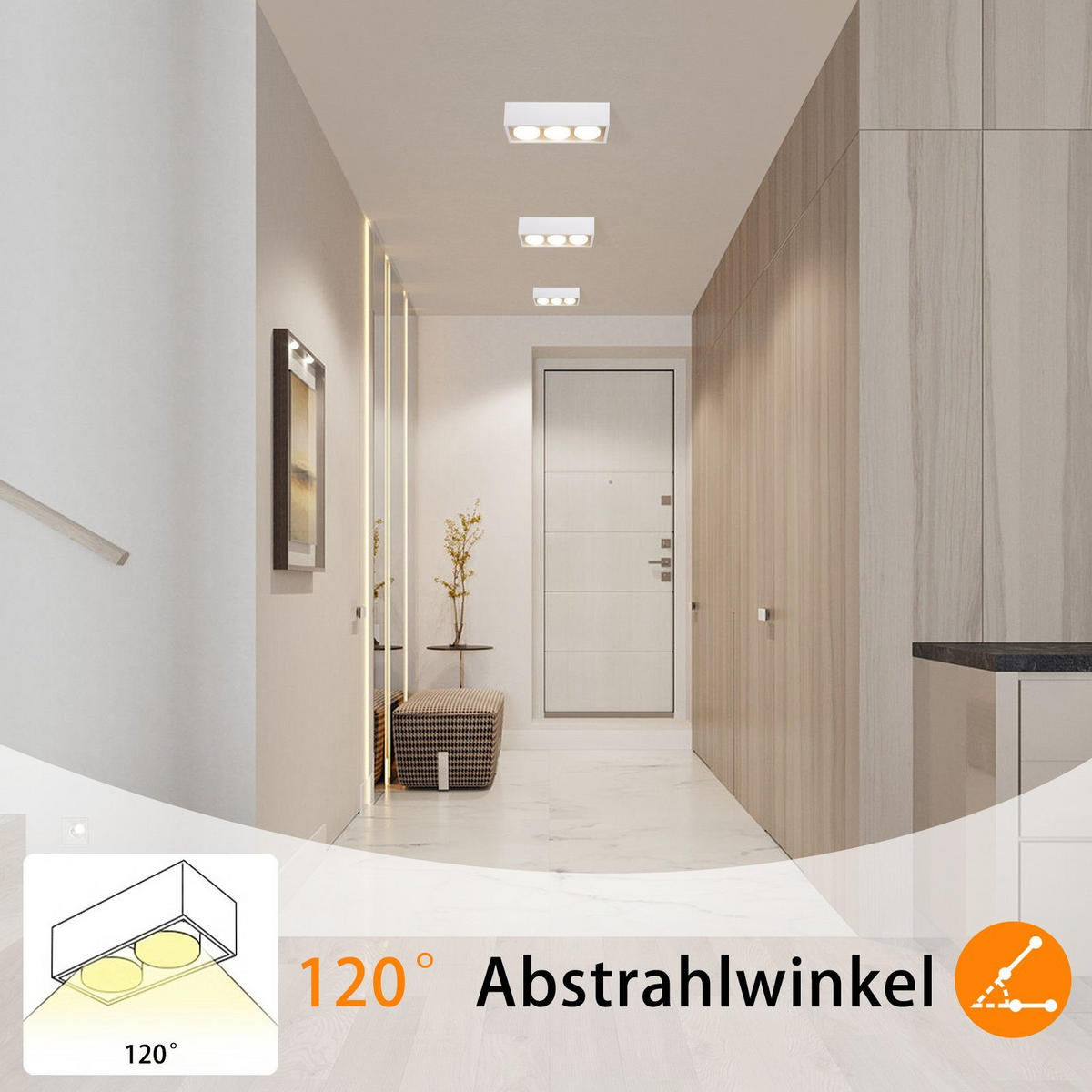 LED-DECKENLEUCHTE Harmonie 1-flammig 10/10/8 cm - Weiß, Metall (10/10/8cm) - Nettlife
