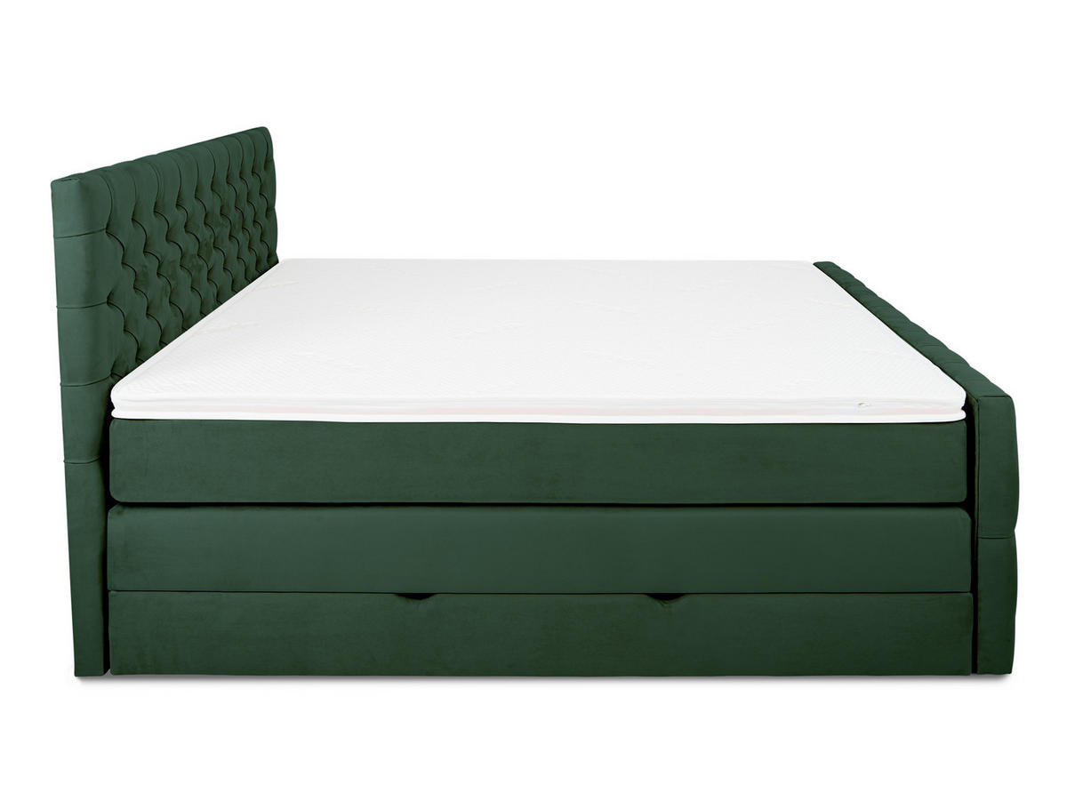 BOXSPRINGBETT Victoria Olive 160 /200 cm H3/H4 Samt - Olivgrün, Textil (160/200cm) - wonello