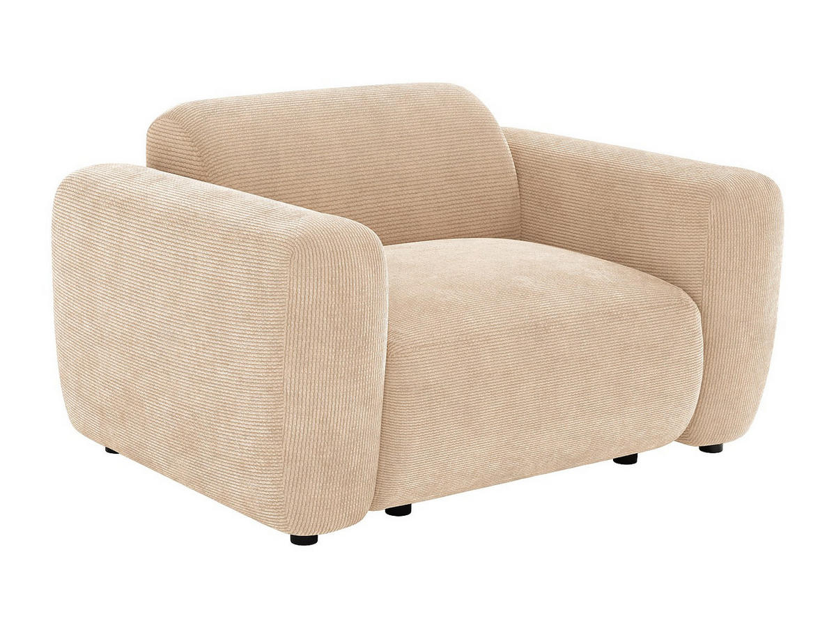 SESSEL mit gerader Rückenlehne - 1 Person - samt - beige Pogni - Beige, Textil (130/67/97cm) - Vente-Unique