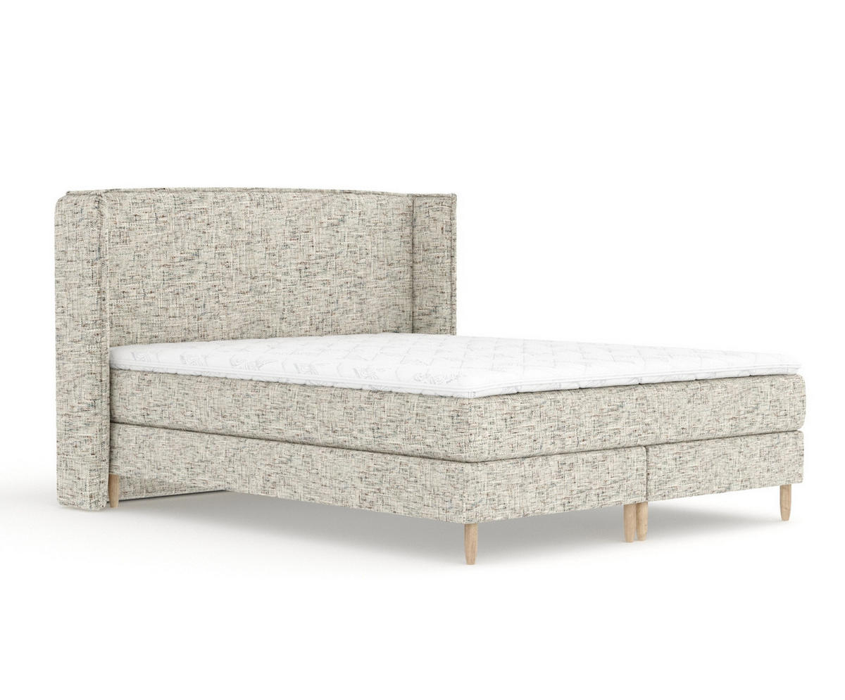 KONTINENTALBETT Ardis Beige 160/200 cm mit Matratze und Topper - Beige/Naturfarben, Holz/Holzwerkstoff (160/200cm) - Maison de Reve