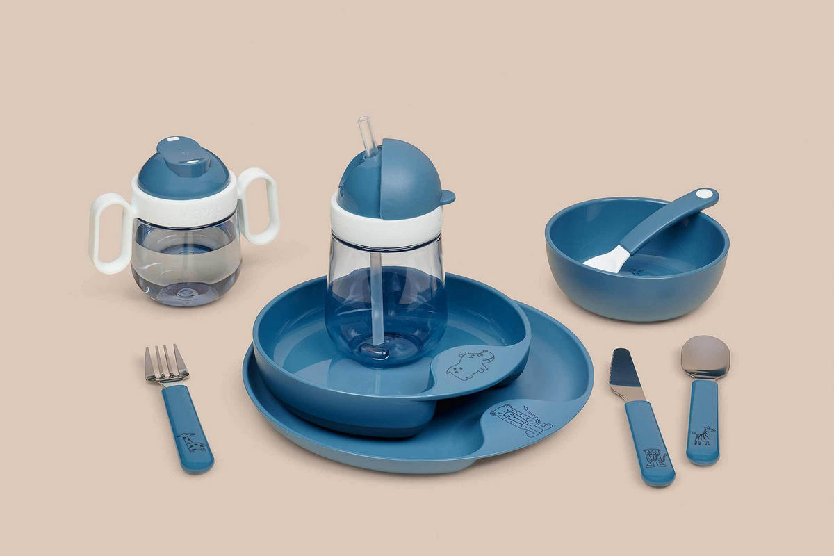 KINDERSCHALE MIT FÜTTERLÖFFEL Mio deep blue 3er Set - Dunkelblau, Kunststoff (12.7/4.5/12.7cm) - Mepal