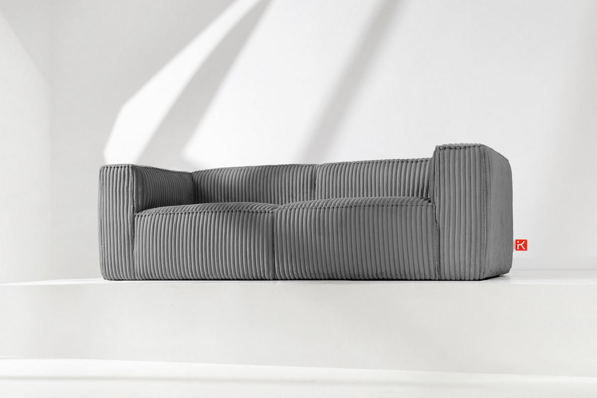 3-SITZER-SOFA FEROX Modern, Cord-Stoff, dunkelgrau - Dunkelgrau, Textil (246/73/96cm) - KONSIMO®
