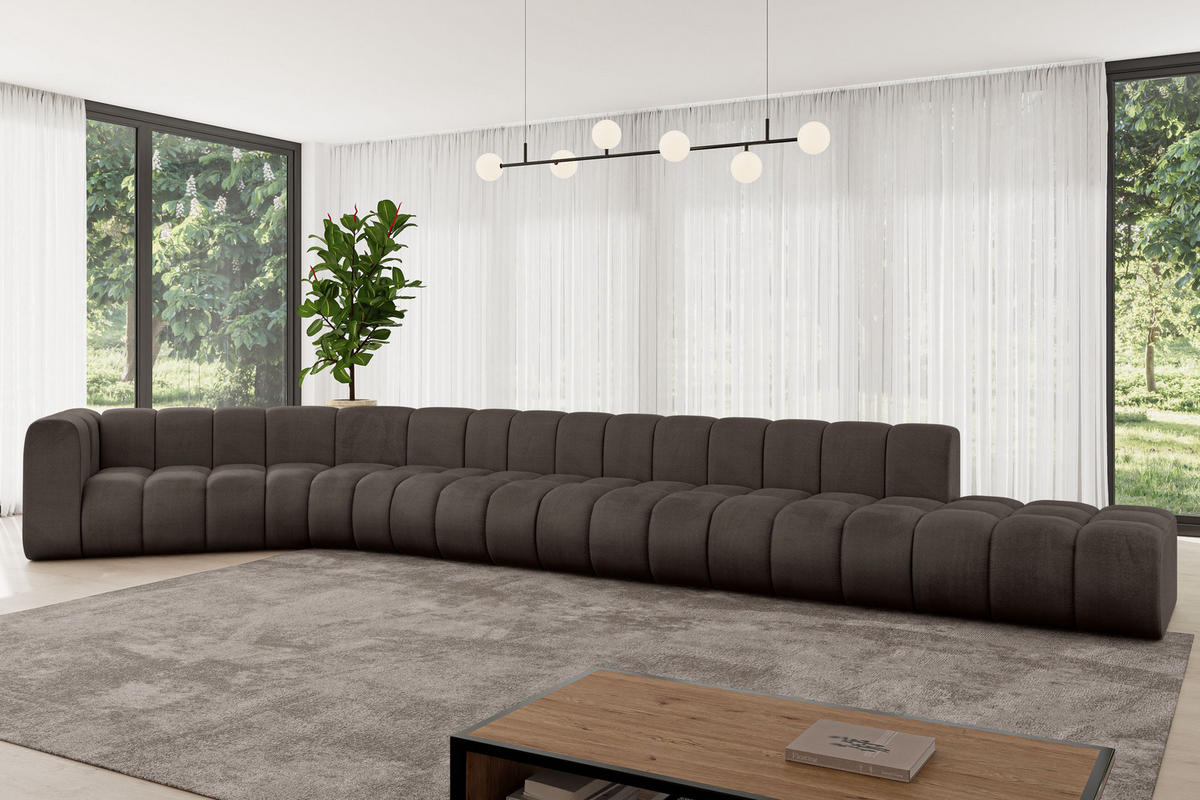 ECKSOFA modulares Sofa Tilmo-L3 - 581x194x70 cm Braun - Braun, Holzwerkstoff/Textil (581/194cm) - ALTDECOR