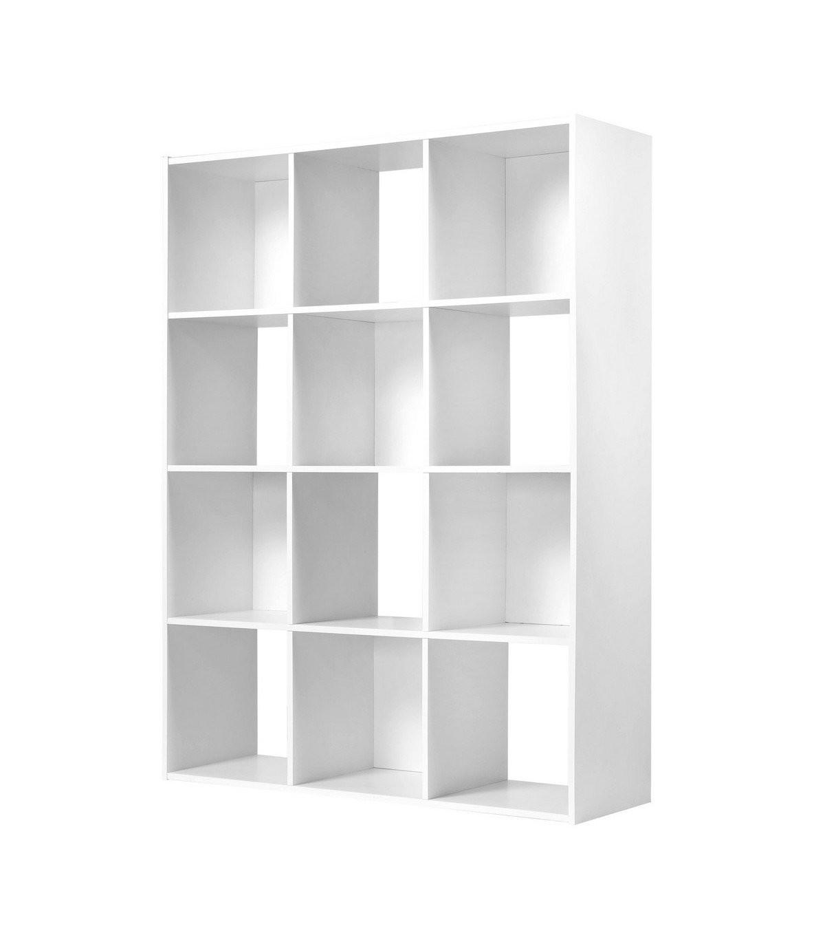 AUFBEWAHRUNGSREGAL mit 12 Fächern - L93 x H124 cm - Weiß, Holzwerkstoff (29.8/124.2/93.3cm) - Calicosy