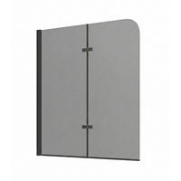 BADEWANNE Austin 2 Teile cm Schwarz mit Rauchglass - 120 x 140 cm - Schwarz, Glas (120/140cm) - Badplaats