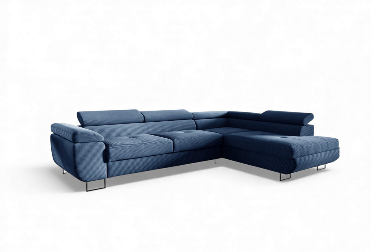 ECKSOFA Declan Mit Schlaffunktion - Blau, Holzwerkstoff/Textil (277/203cm) - Fun Möbel
