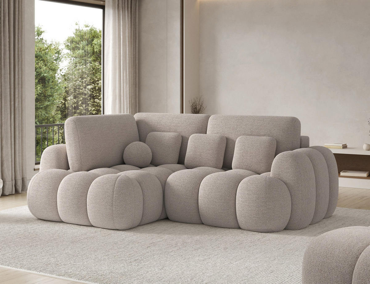 ECKSOFA COZION L-Form mit Schlaffunktion & Bettkasten – Modernes 3-Sitzer Sofa, HR-Kaltschaum, Wellenfederung, 267 × 165 cm - Ecru/Schwarz, Kunststoff (165/267cm) - Wohnideebilder
