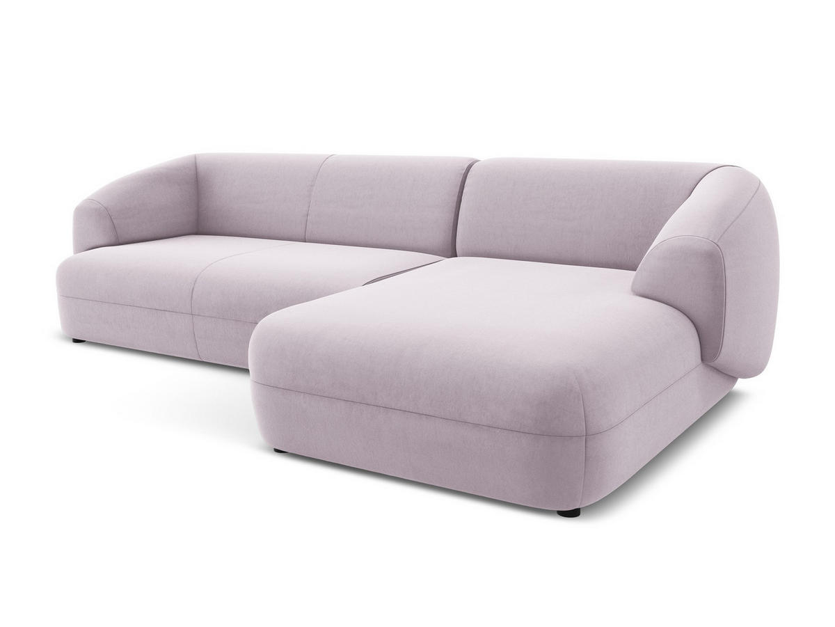 ECKSOFA Rechts Samt Stoff Violett - Lila/Flieder, Kunststoff/Textil (280/156cm) - Makamii
