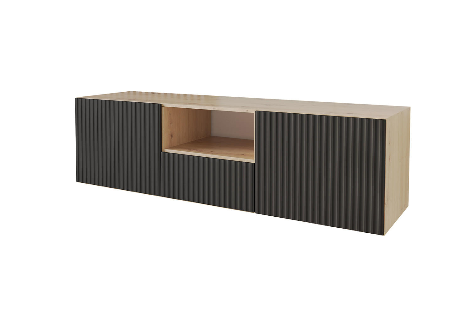 LOWBOARD NOA-2-W 140x40x41 cm - Artisan / Schwarz - Schwarz, Holzwerkstoff (140/40/41cm) - ALTDECOR