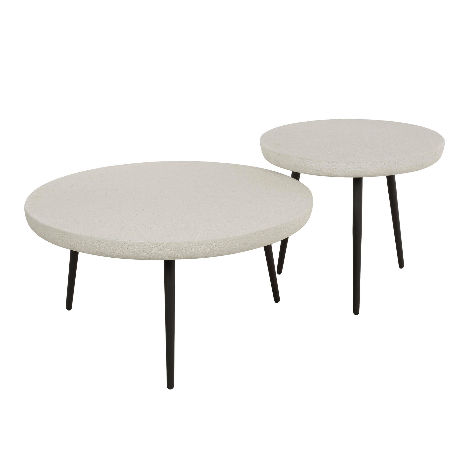 COUCHTISCH Ston Weiß 70/70/35 cm 2er-Set - Weiß, Stein (70/70/35cm) - Hoyz Collection