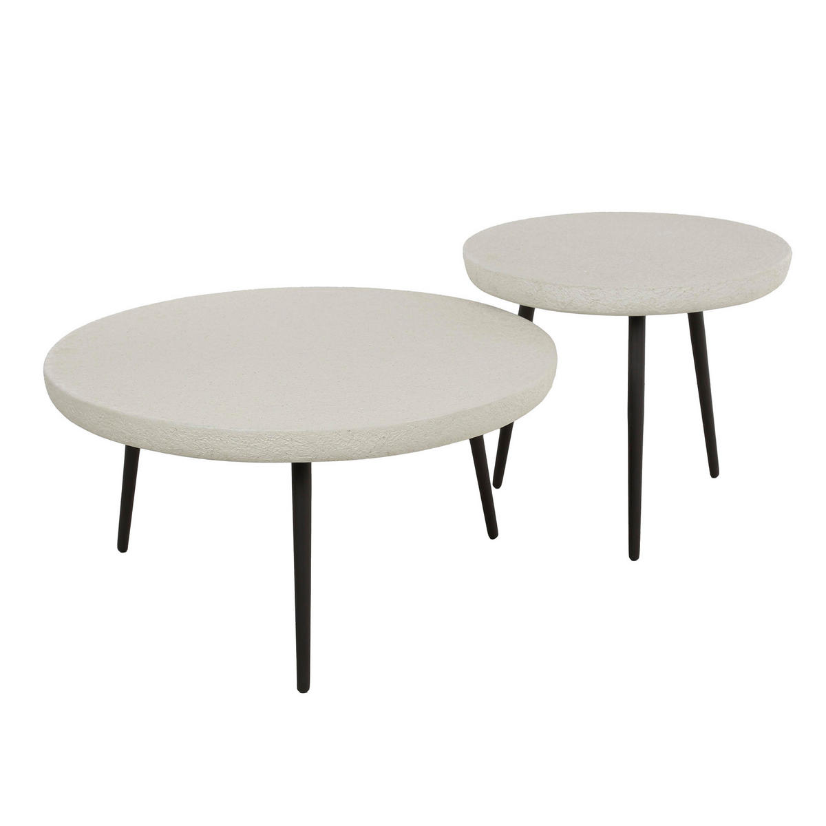 COUCHTISCH Ston Weiß 70/70/35 cm 2er-Set - Weiß, Stein (70/70/35cm) - Hoyz Collection