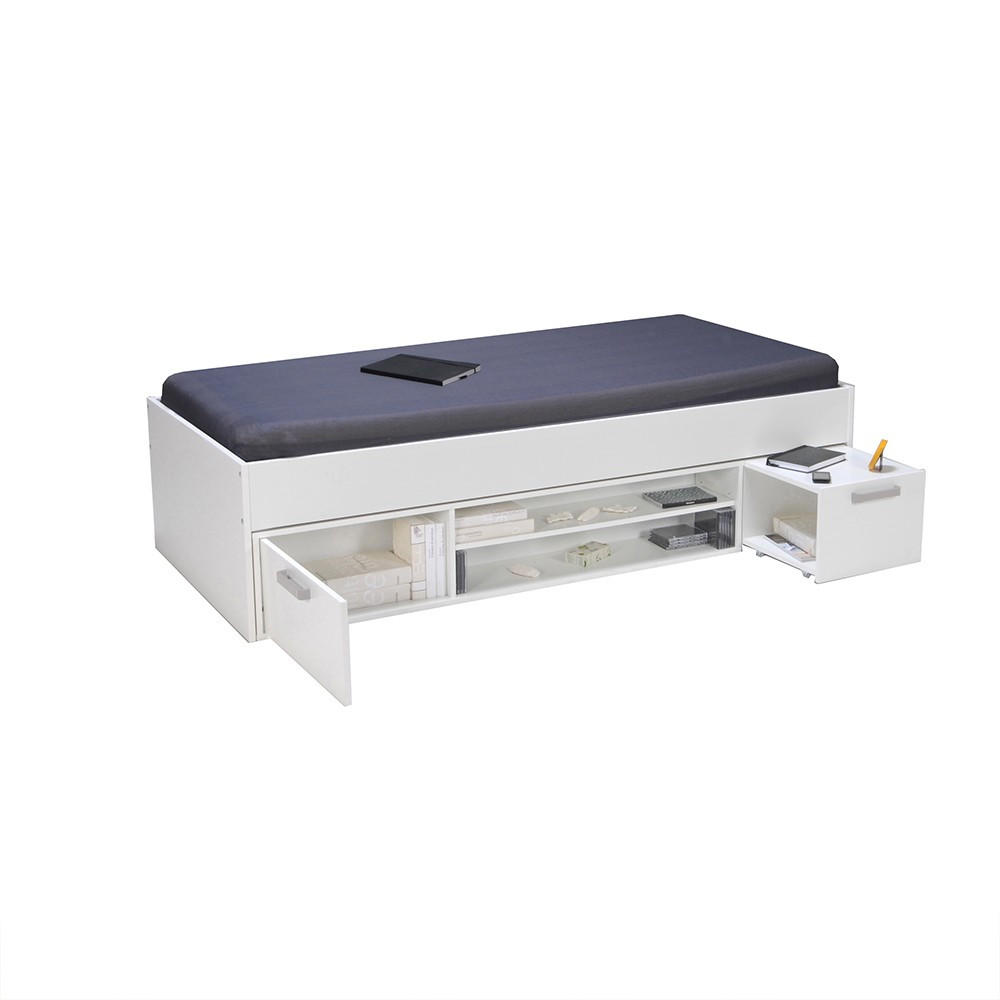 STAURAUMBETT TESS/ 90x190 - Weiß - Weiß, Holzwerkstoff (90/190cm) - Weber Industries