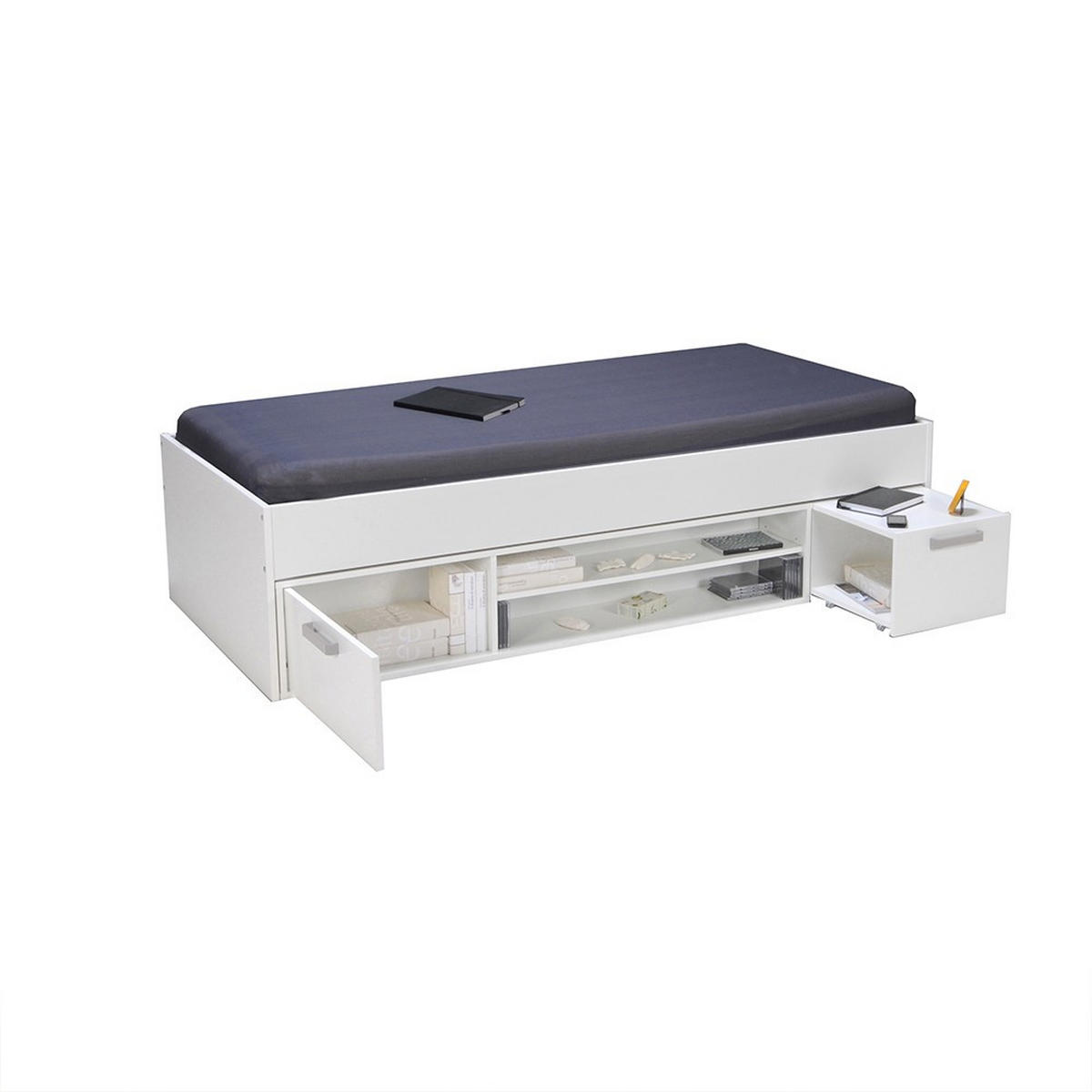 STAURAUMBETT TESS/ 90x190 - Weiß - Weiß, Holzwerkstoff (90/190cm) - Weber Industries