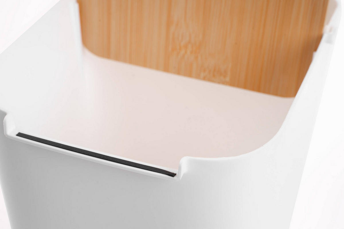 MÜLLEIMER aus Bambus 5 l 22/18/24 cm - Weiß, Naturmaterialien (18/24/22cm) - 5five Simply Smart