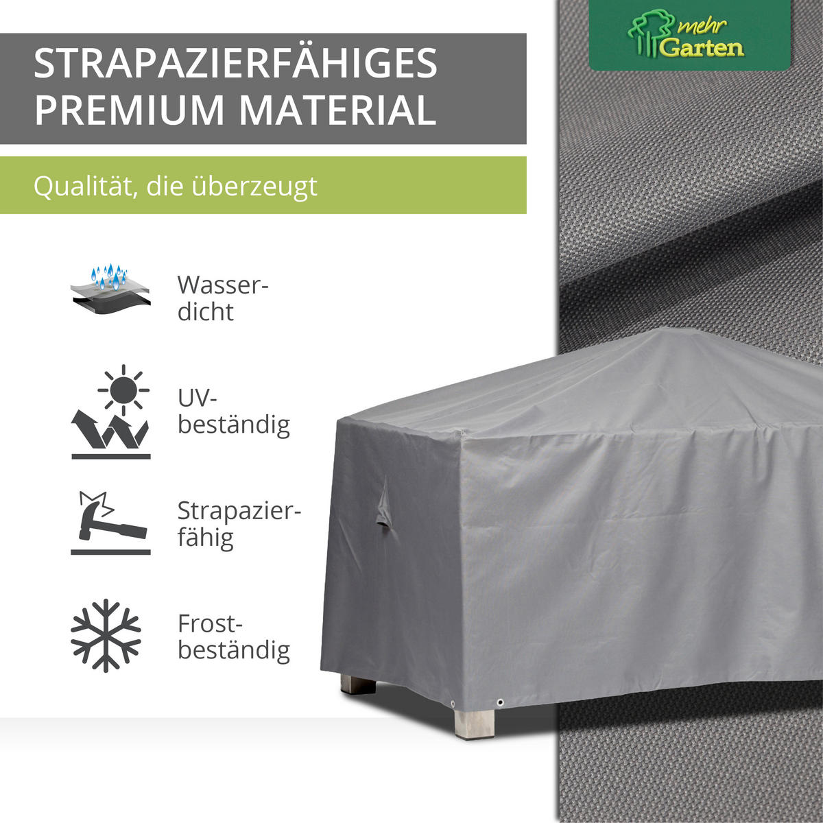 SCHUTZHÜLLE für Gartentisch Rechteckig SHP-20051 - Grau, Kunststoff (185/71/105cm) - mehr Garten