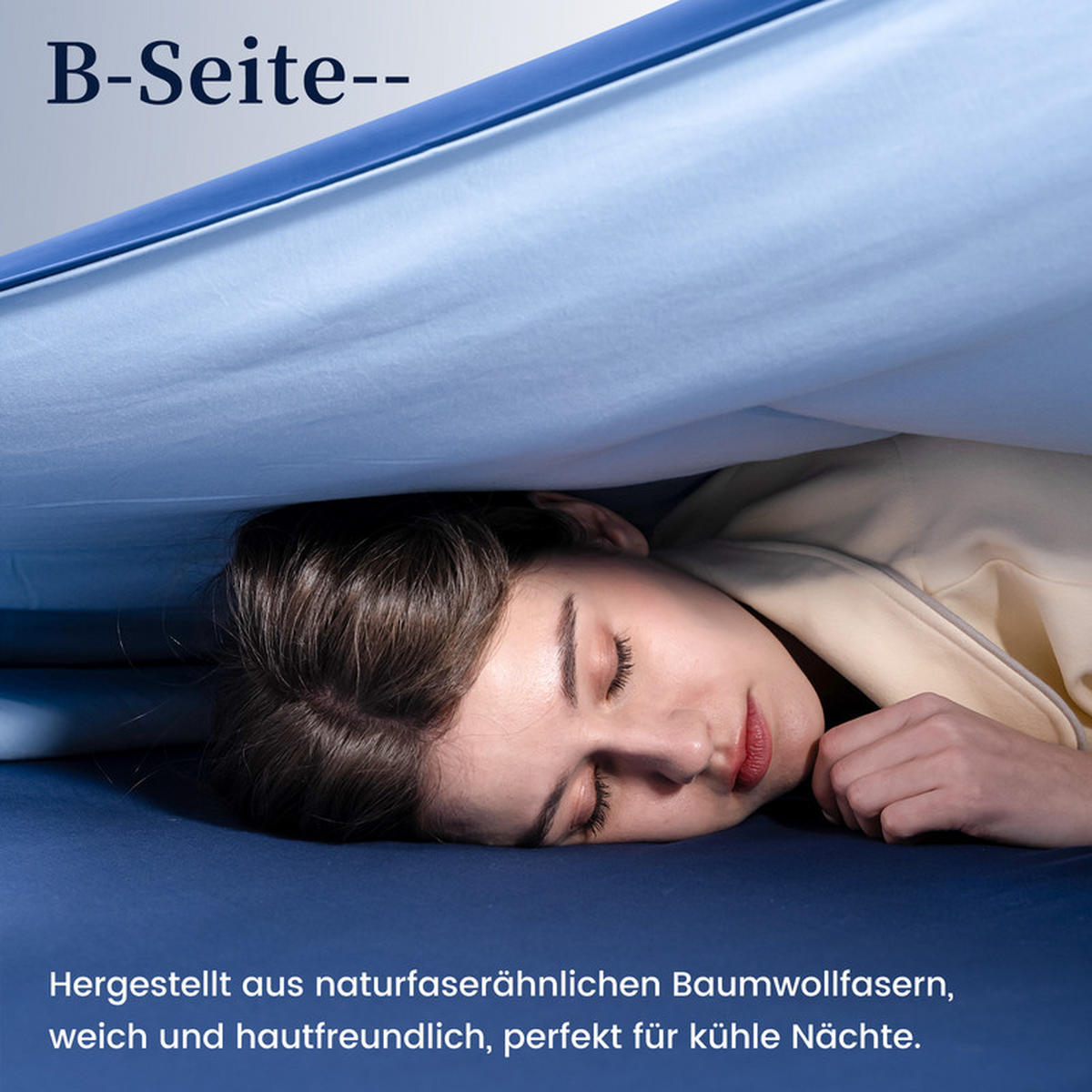 SOMMERDECKE 140x200 cm Blau kühlend antibakteriell leicht atmungsaktiv wendbar OEKO-TEX® - Blau, Textil (140/200cm) - CHICASA