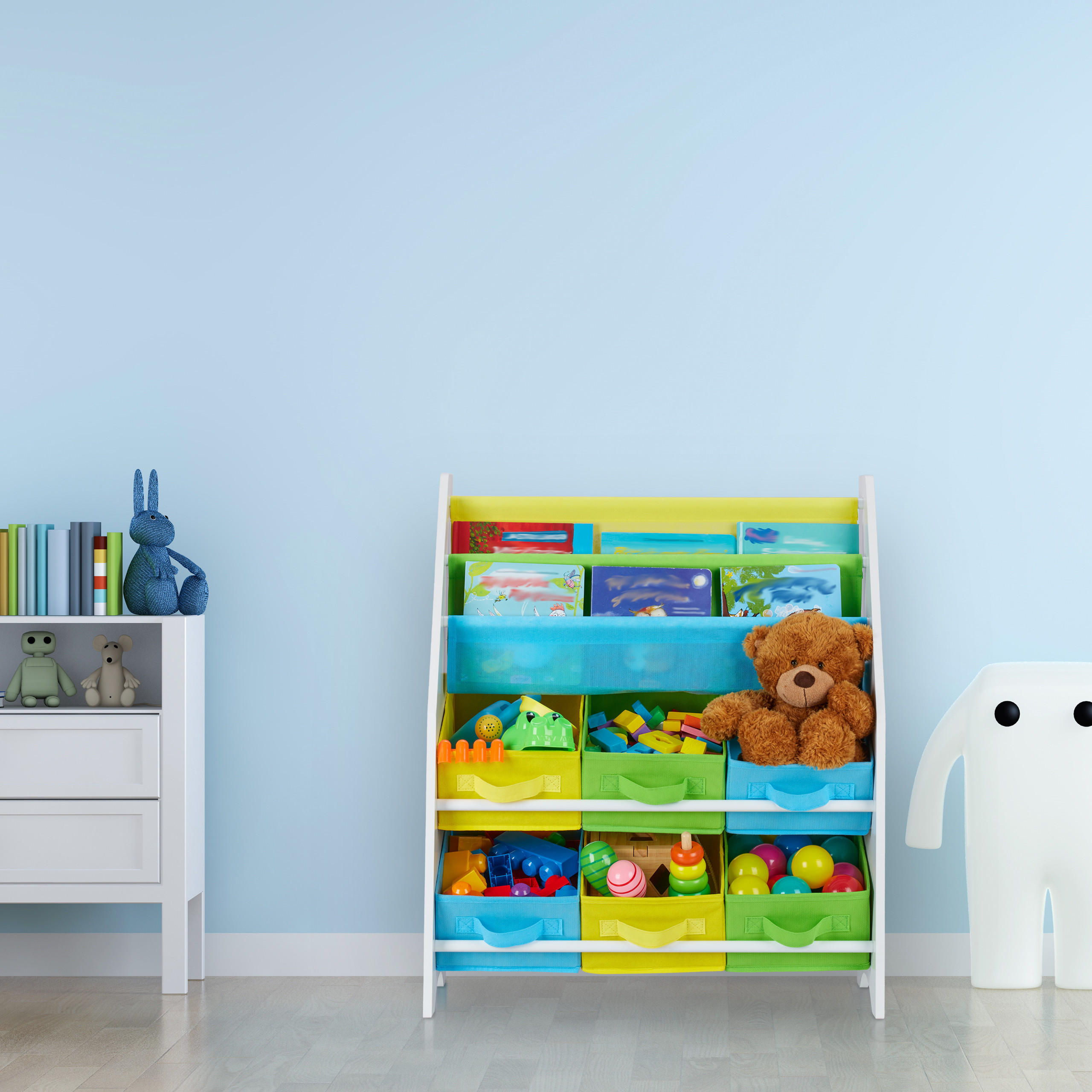 KINDERREGAL - Multicolor, Holzwerkstoff/Kunststoff (62/74/31.5cm) - Relaxdays