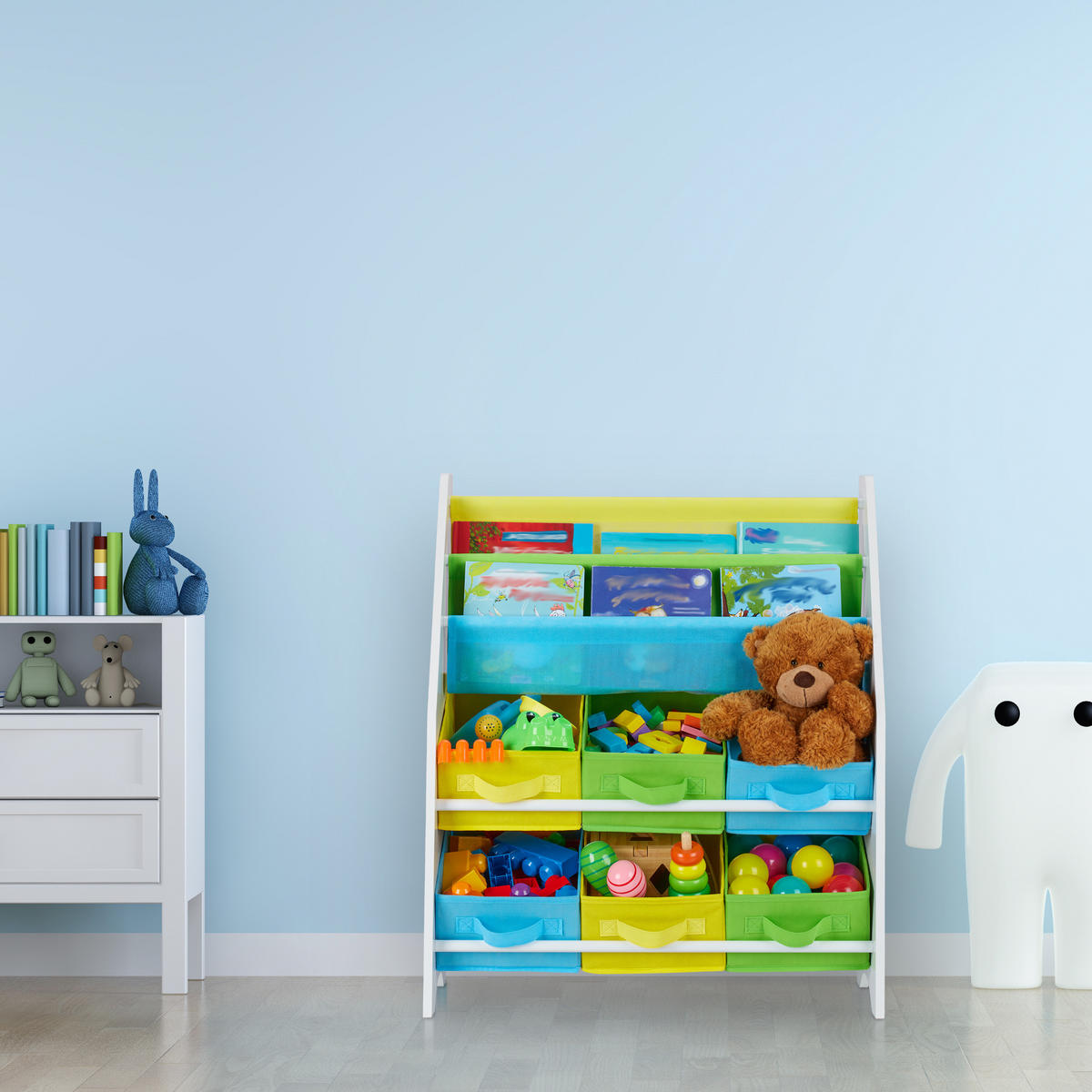 KINDERREGAL - Multicolor, Holzwerkstoff/Kunststoff (62/74/31.5cm) - Relaxdays