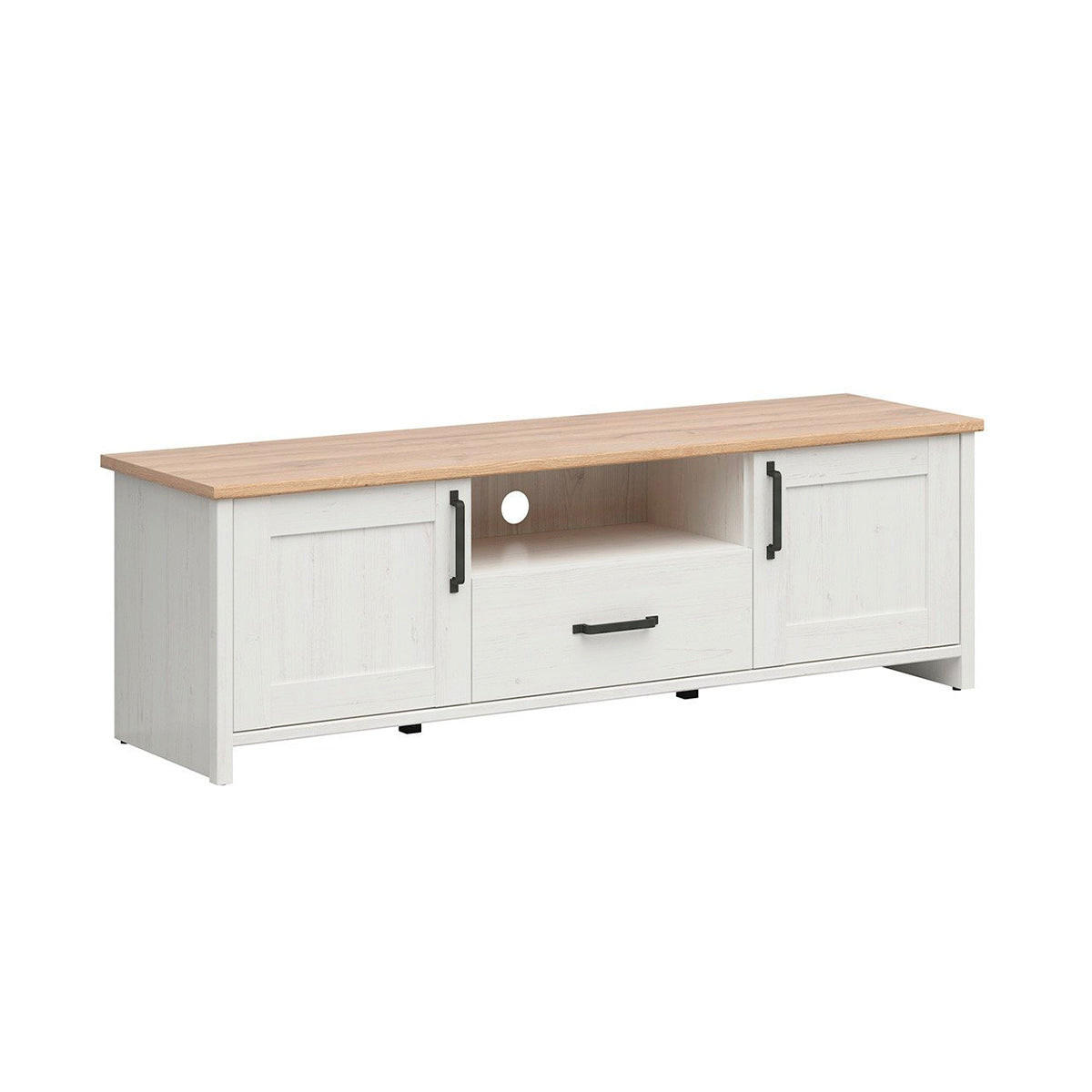 TV-MÖBEL Aksel Weiß und Holz - Weiß, Holzwerkstoff (160/51/44cm) - Petits-meubles