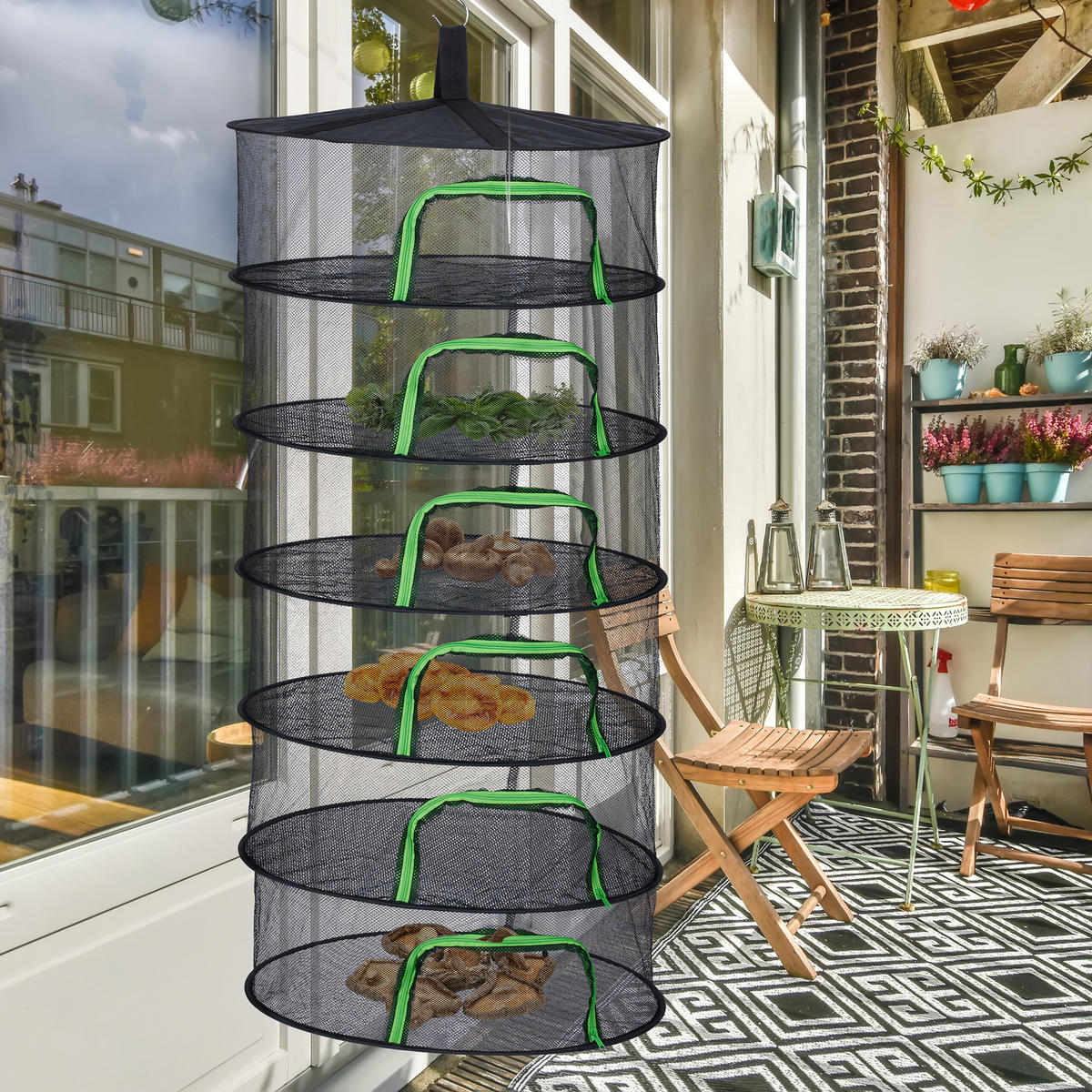 SUCHÉ sieť - čierna, kov/textil (60/120/60cm) - Relaxdays