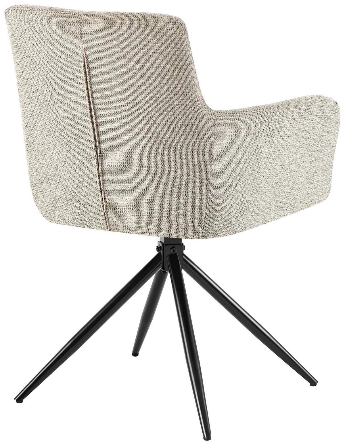 ARMLEHNENSTUHL 2er Set Stoff Taupe - Taupe/Schwarz, Textil/Metall (59/87/59cm) - CLP