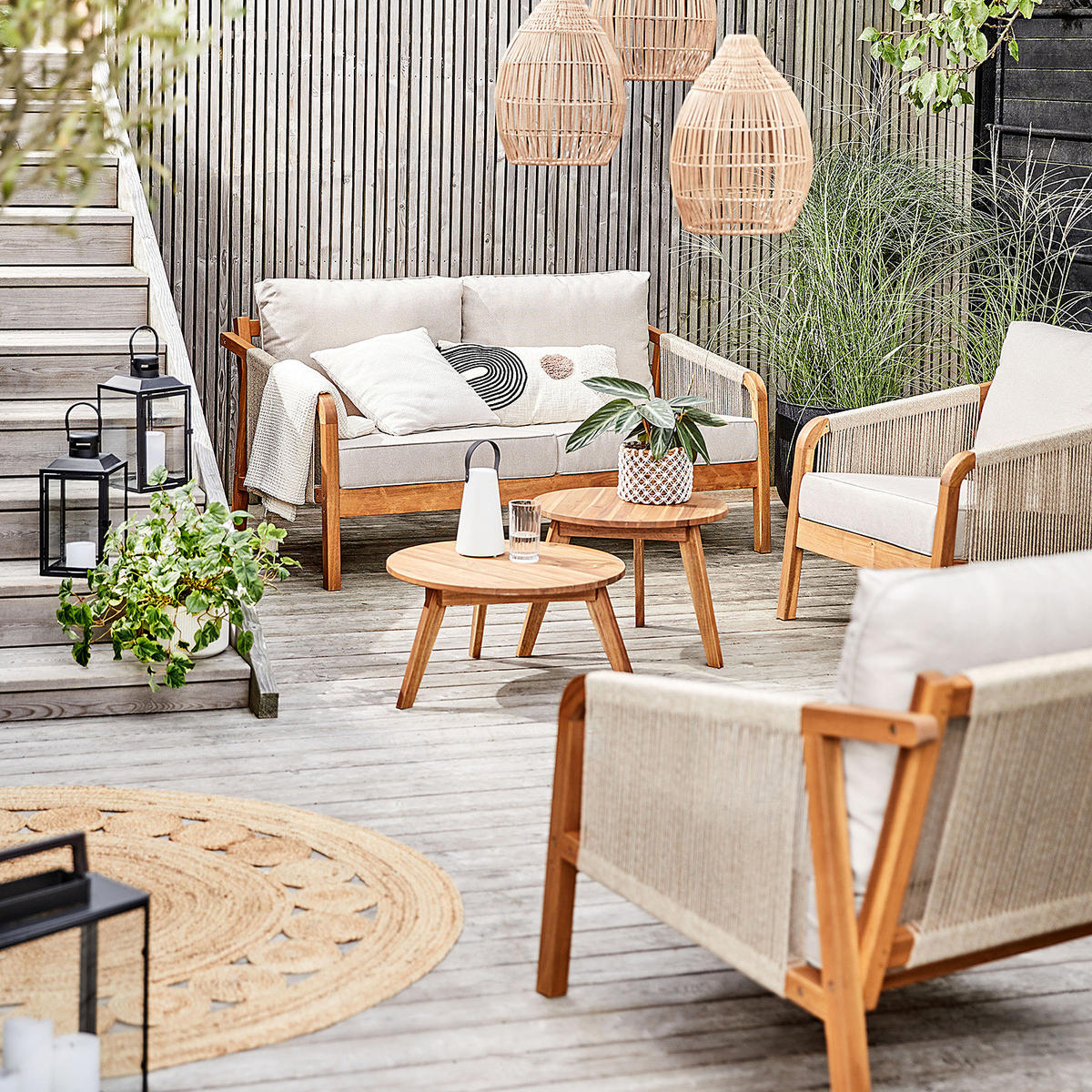 BEISTELLTISCH Rope Island - Braun, Holz (50/50/38cm) - BUTLERS