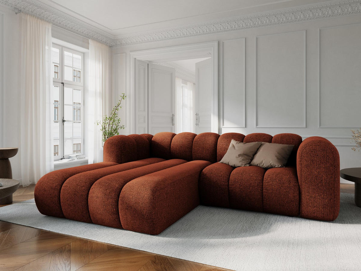ECKSOFA modular links Lupine aus Chenille-Stoff terrakotta 3 Sitzplätze - Terra cotta, Textil (177/230cm) - Micadoni