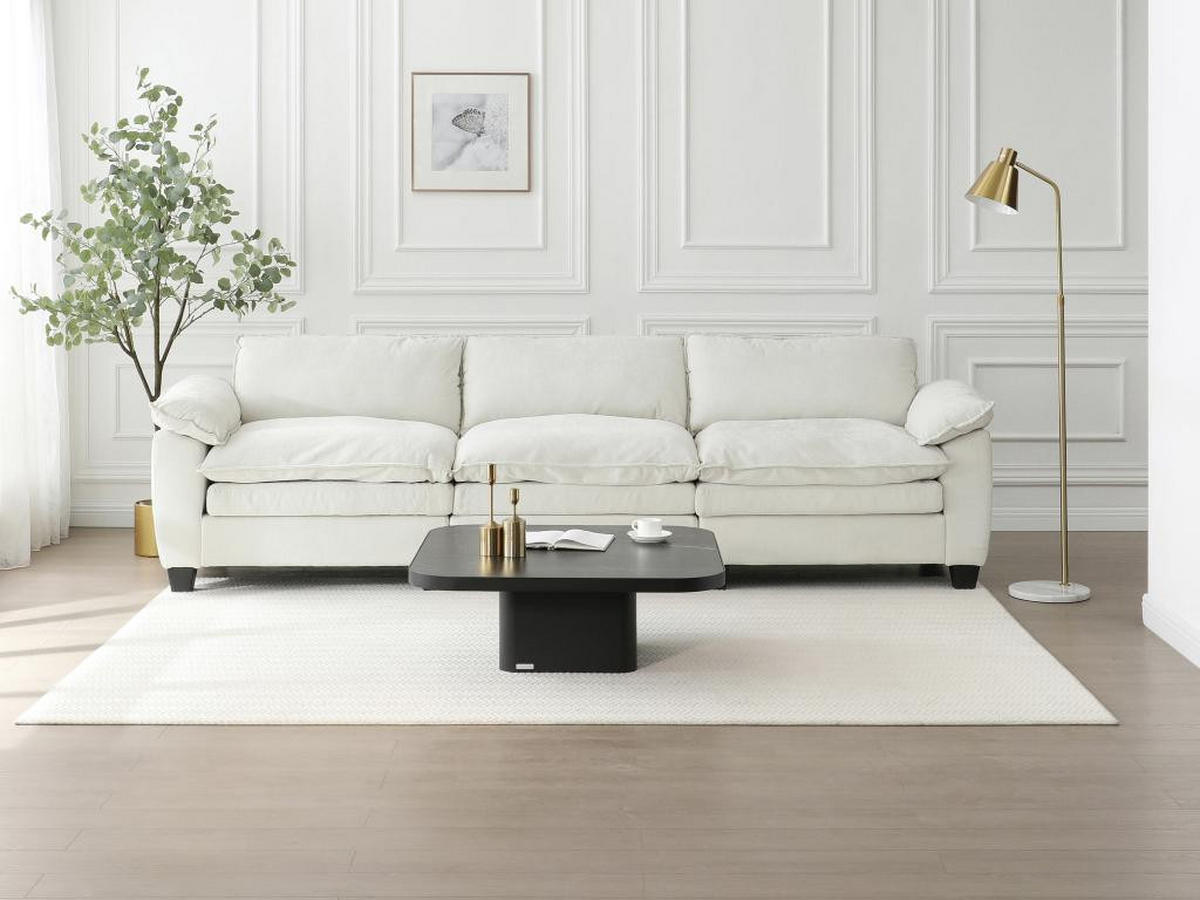 COUCHTISCH - Keramik, Glas & Metall - Marmor-Optik Schwarz - NALESIA - Schwarz, Glas (90/90/33cm) - Vente-Unique